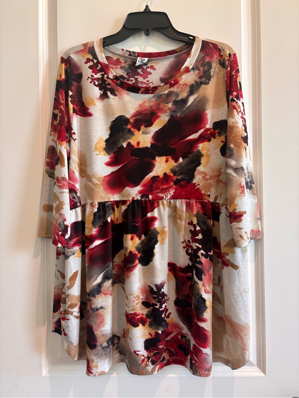 Sew In Love XL Watercolor Floral Babydoll Tunic Top 3/4 Sleeve